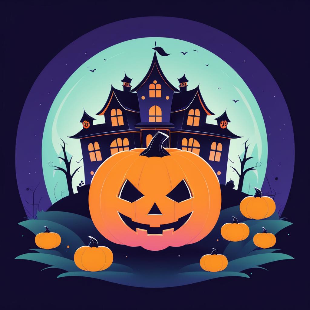 Vibrant Kawaii Pumpkin Halloween Scene