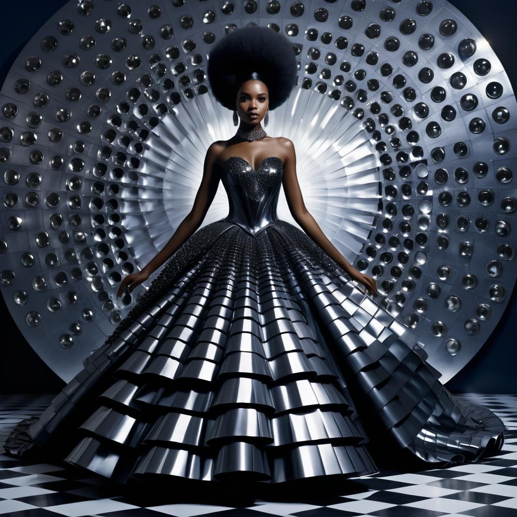 Surreal Metal Gown Portrait of Model