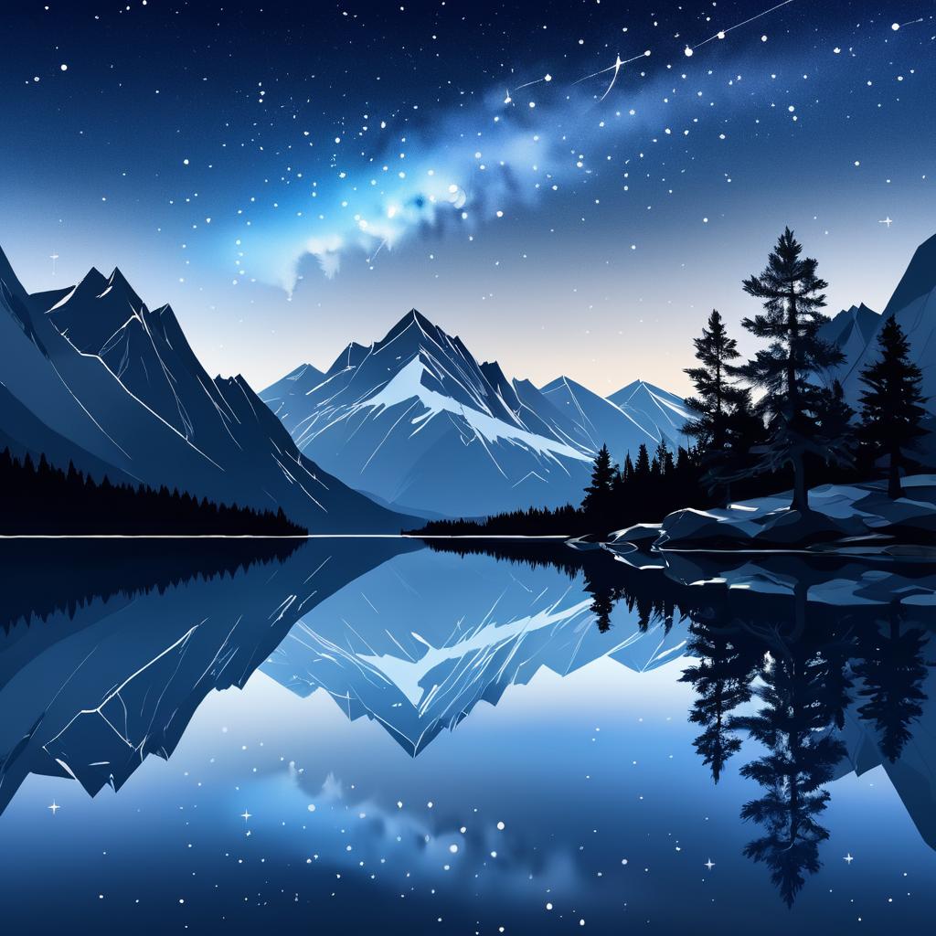 Majestic Mountain Range Under Starry Sky