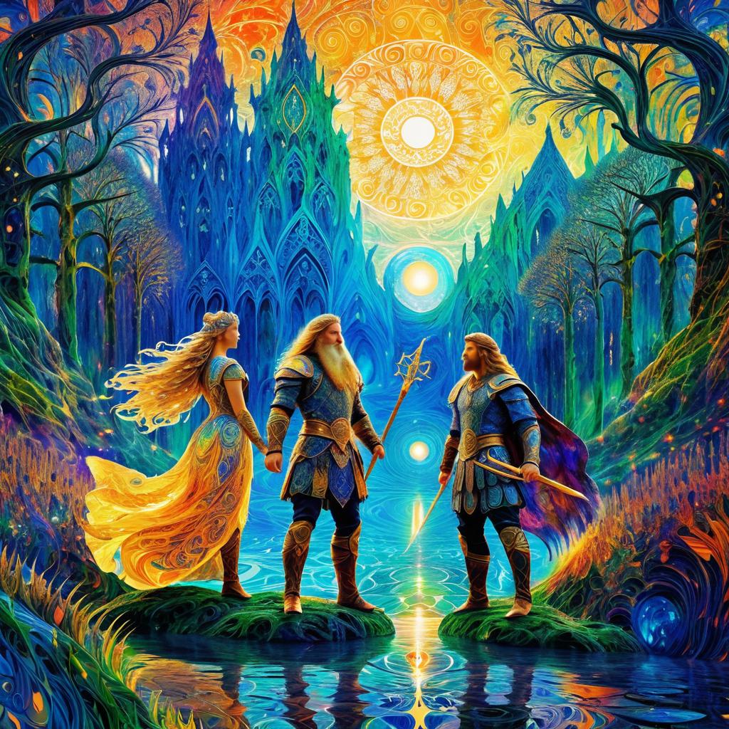 Humanized Norse Gods in Monet's Style