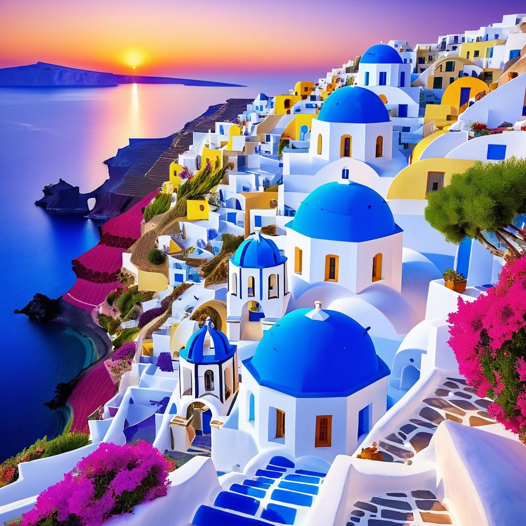 Colorful Dreamscape of Santorini by Monet