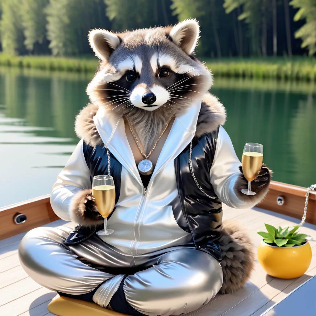 Raccoon Yacht Yoga: A Whimsical Scene