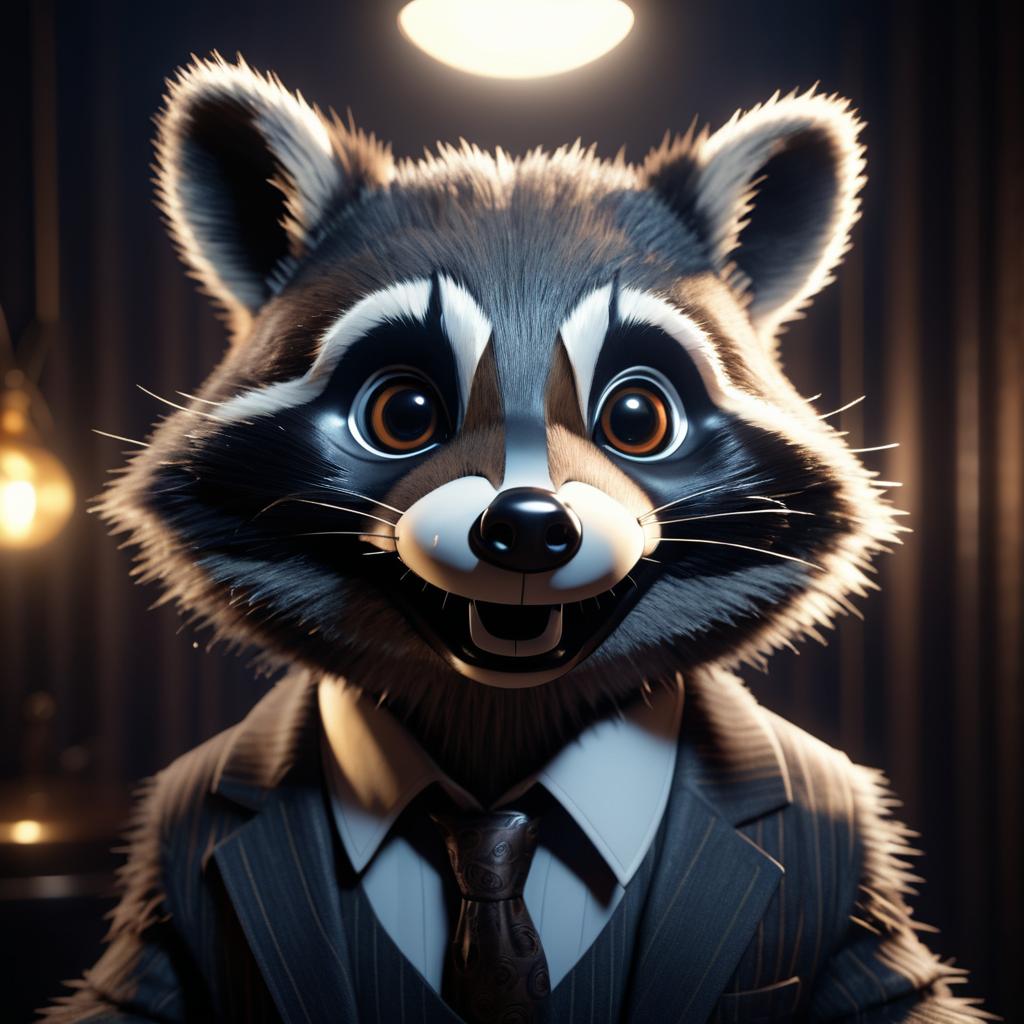 Mischievous Raccoon in Surreal Lighting