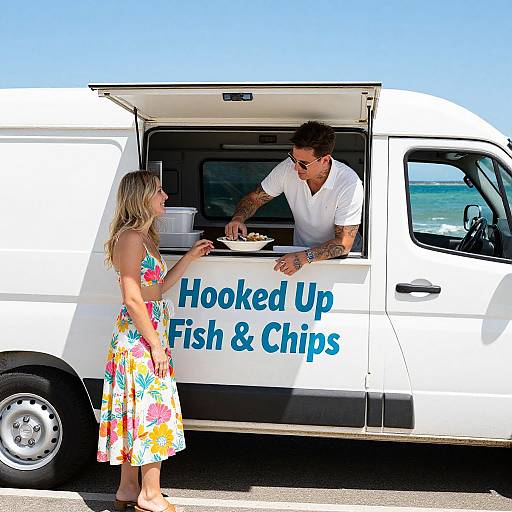 Vibrant Summer Fish & Chips Van