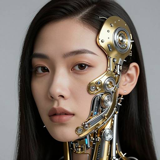 Futuristic Gold-Silver Bionic Prosthesis