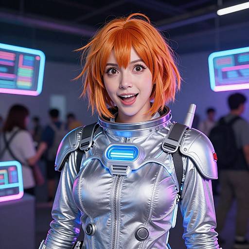 Retro Sci-Fi Woman at Neon Festival