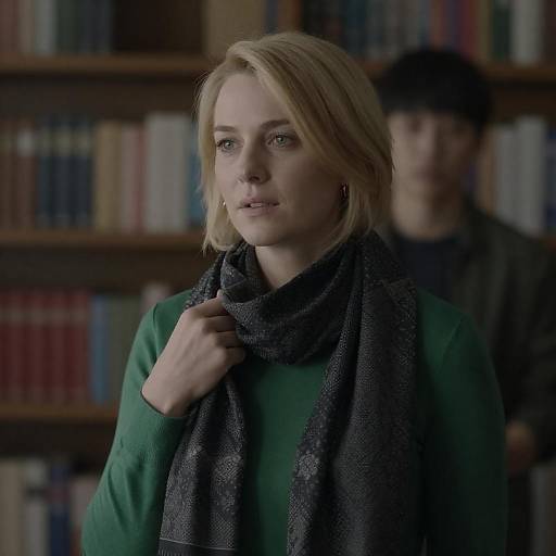 Blonde Woman in Green Top, Scarf