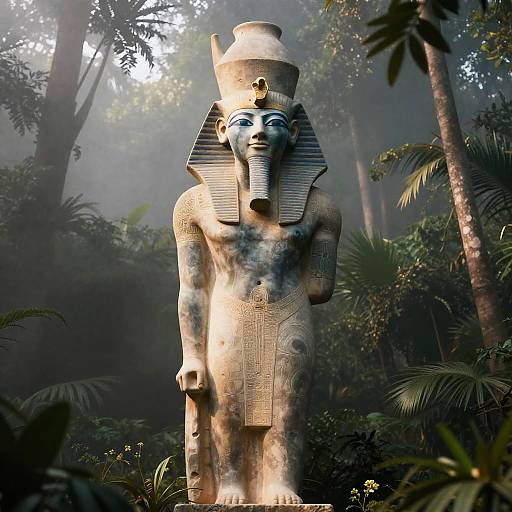 Sekhmet Statue in Misty Dawn Jungle