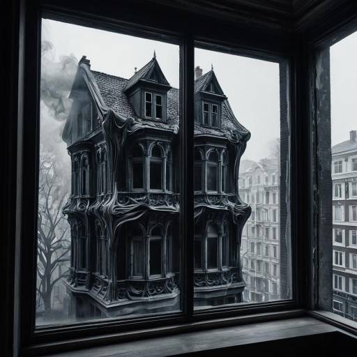 Smokey Gothic House Through Window