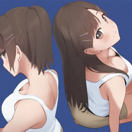 Anime Girl in White Tank Top with Ponytail