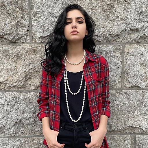 Young Woman in Red Plaid Shirt
