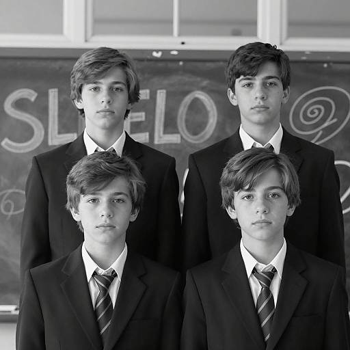 Black and White Portrait of Teenage Boys