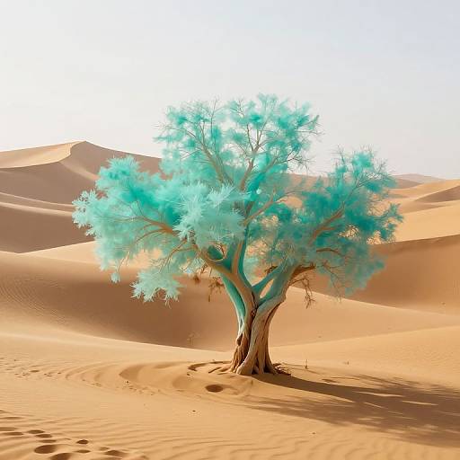 Ethereal Desert with Turquoise Trees