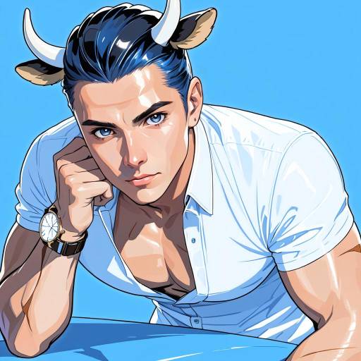 Confident Young Man with Cow Features Confident Young Man with Cow Features