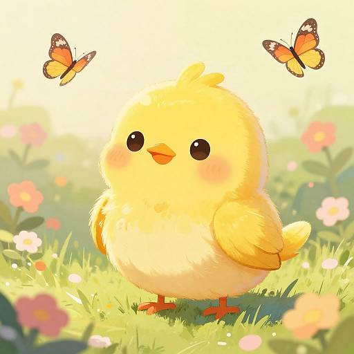Charming Beakless Yellow Bird Art