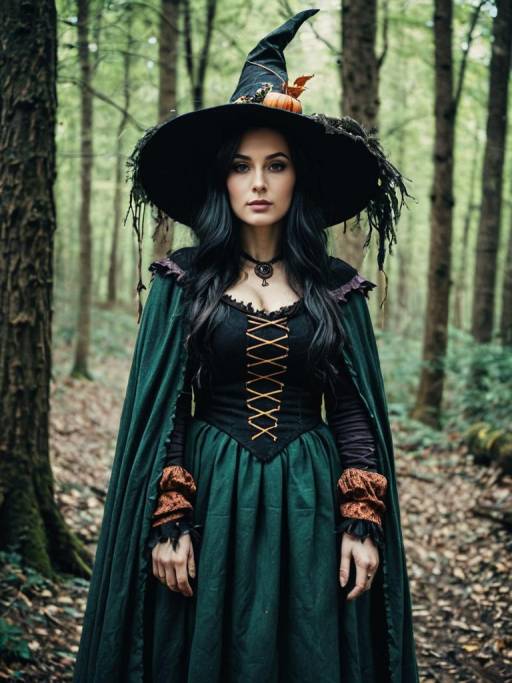 Photorealistic Woodland Witch Costume Portrait