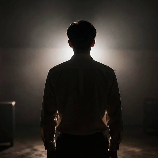 Mysterious Silhouette in Smoky Room