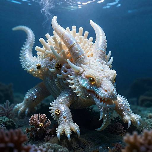 Opalescent Deep-Sea Leviathan with Gold Elements