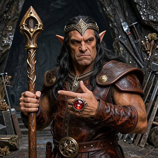 Gold Dwarf Druid with Red Ring