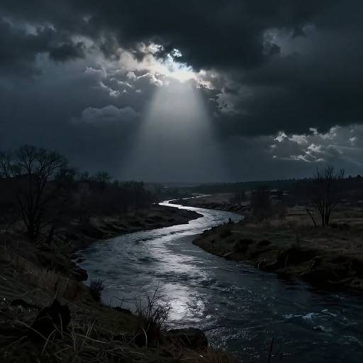 Atmospheric Dark River Landscape