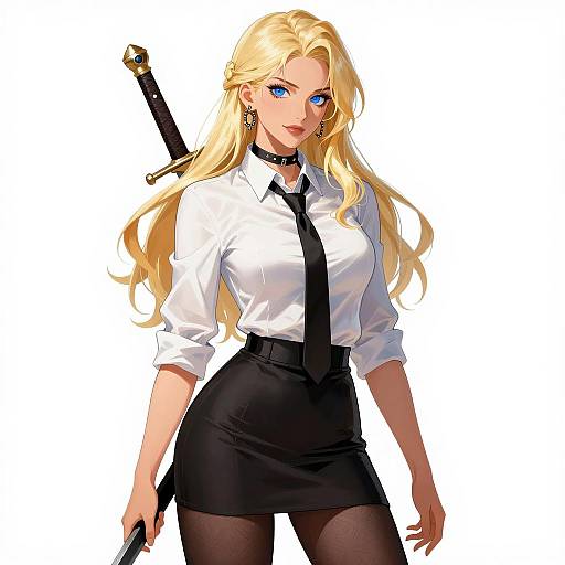 Blonde Warrior in Stylish Attire