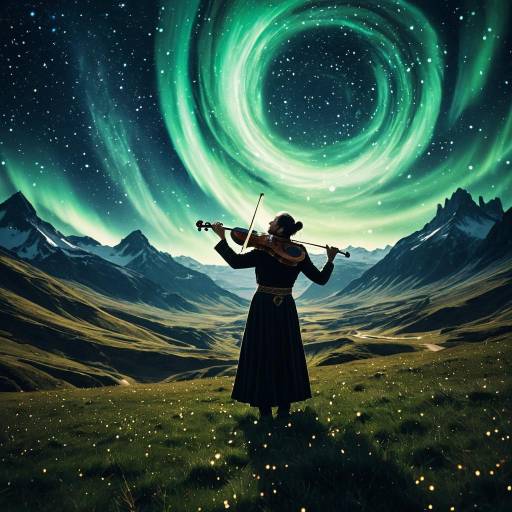 Celestial Bard in an Aurora Valley