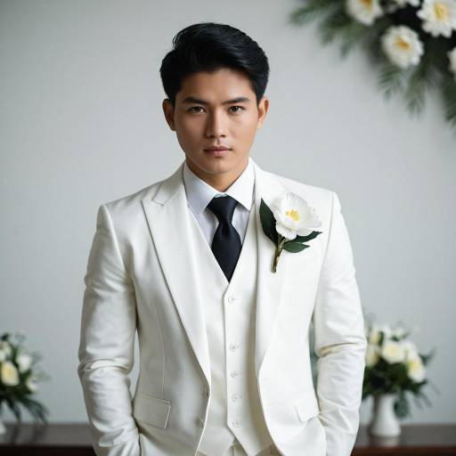 Filipino Groom in White Wedding Suit