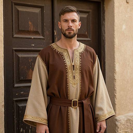 Rugged Man in Embroidered Robe