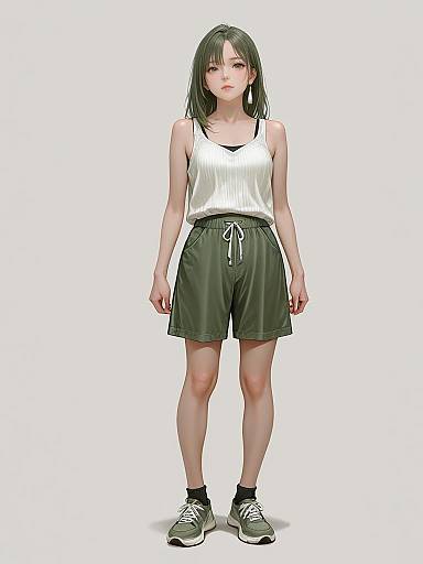 Realistic Casual Sporty Woman Full Body
