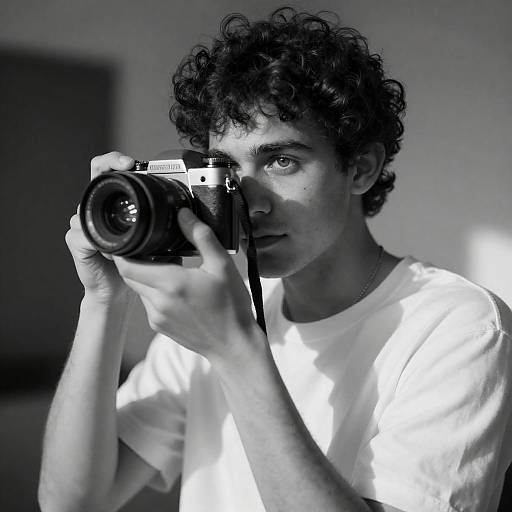 Moody High-Contrast B&W Photographer Portrait