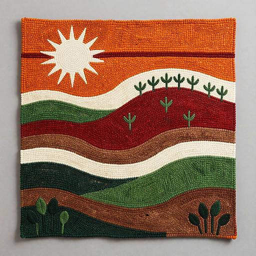 Abstract Tribal Textile Landscape Panel
