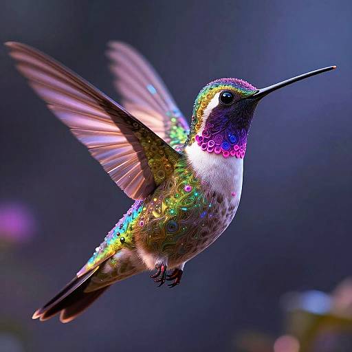 Cyberpunk Hummingbird Woman in Neon