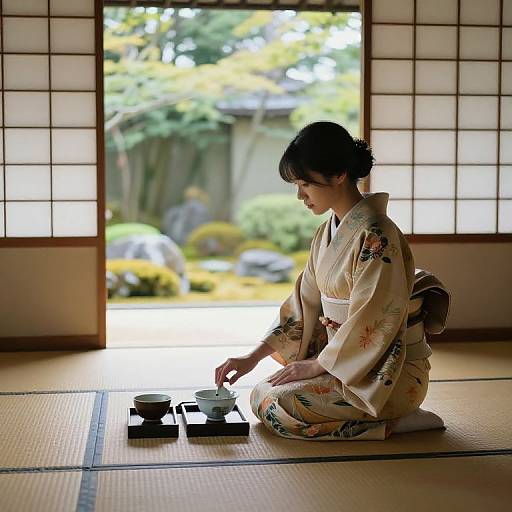 Serene Japanese Tea Ceremony Scene