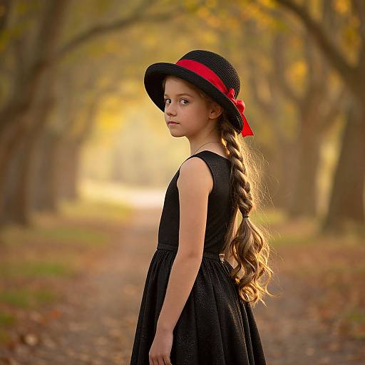 Enchanting Girl in Golden Forest