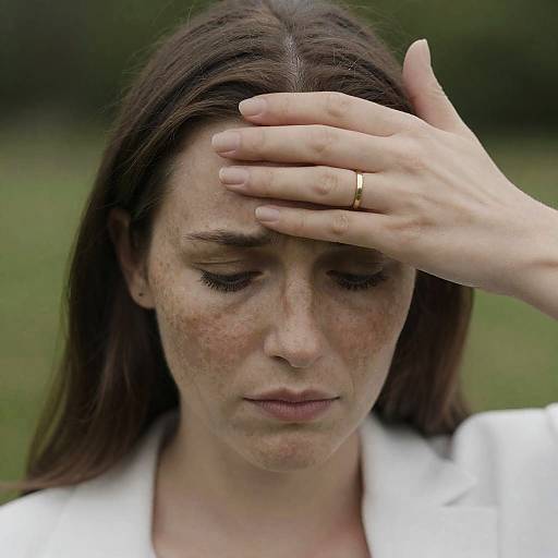 Concerned Woman with Freckles Portrait