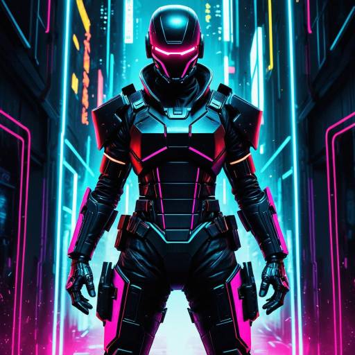 Cyberpunk Vigilante in Neon Armor