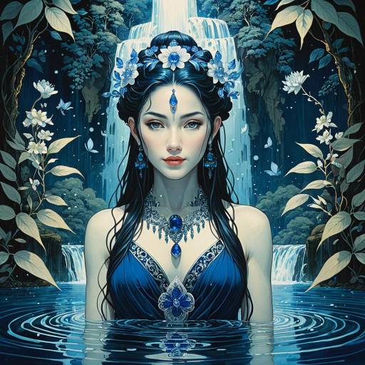 Tranquil Waterfall Goddess Concept Art
