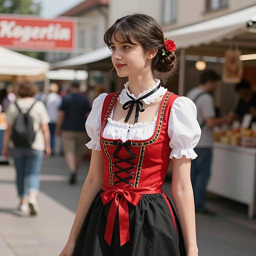 Young Woman in Traditional Dirndl Costume