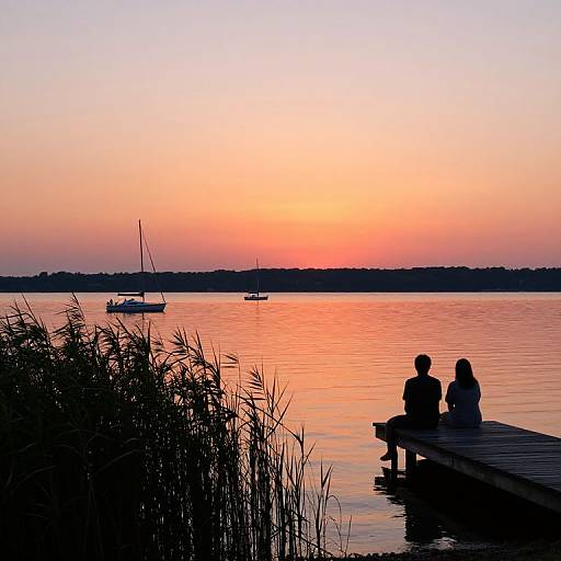 Romantic Lakeside Sunset Scene