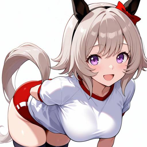 Adorable Horse Girl in Gym Uniform