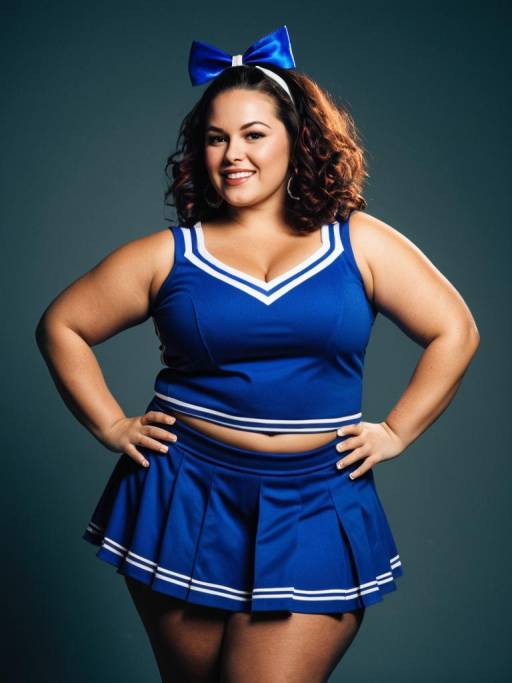 Plus Size Cheerleader in Blue Costume