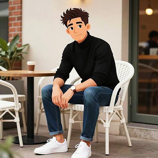 Hipster Man in Elegant Café Portrait