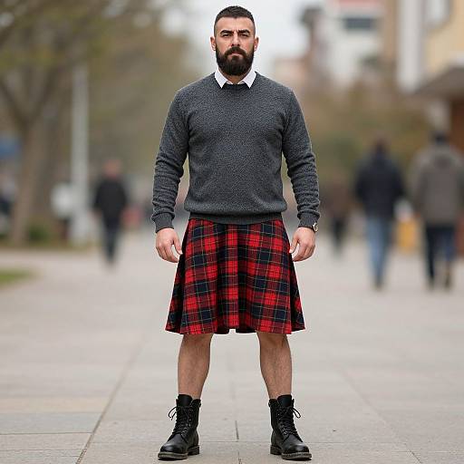 Mature Man in Kilt Outfit