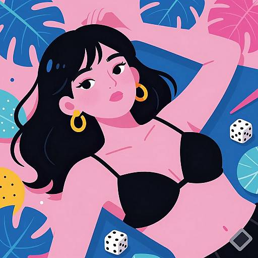 Vibrant Illustration of a Woman Surrounded by Color