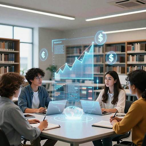Futuristic Economics Classroom Scene