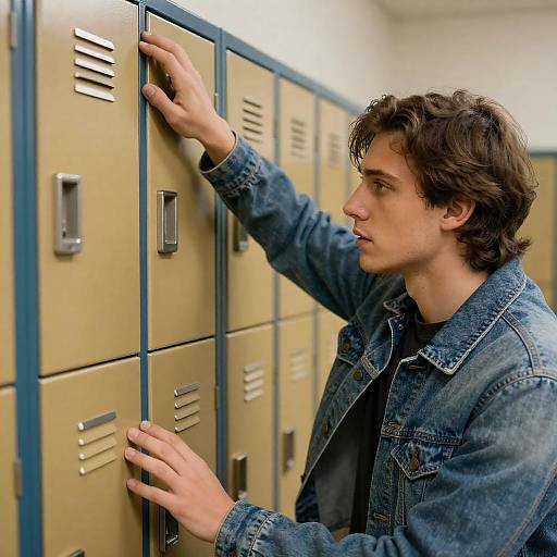 Concerned Young Man by Lockers