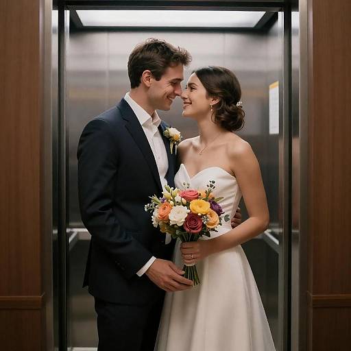 Romantic Couple Photo in Elevator