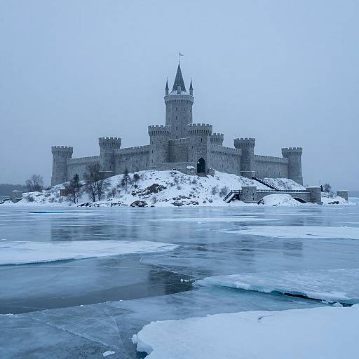Haunting Medieval Icy Fortress Landscape
