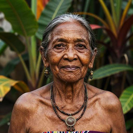 Wise Elderly Woman with Tribal Jewelry