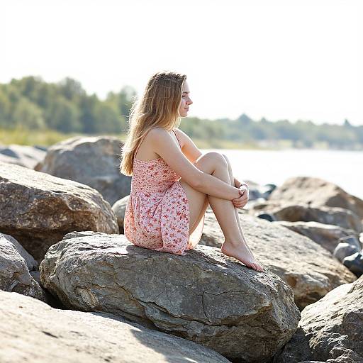 Blonde Woman by Rocky Water's Edge